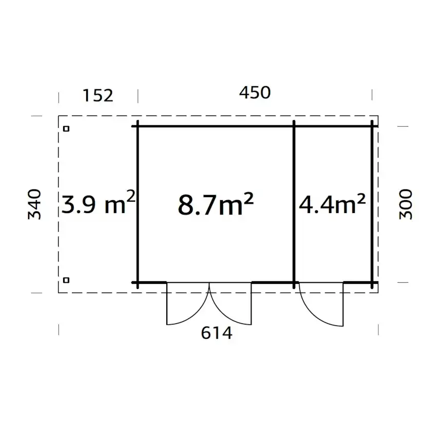 Ella 13,1+3,9 m2 Impregnerad transparent