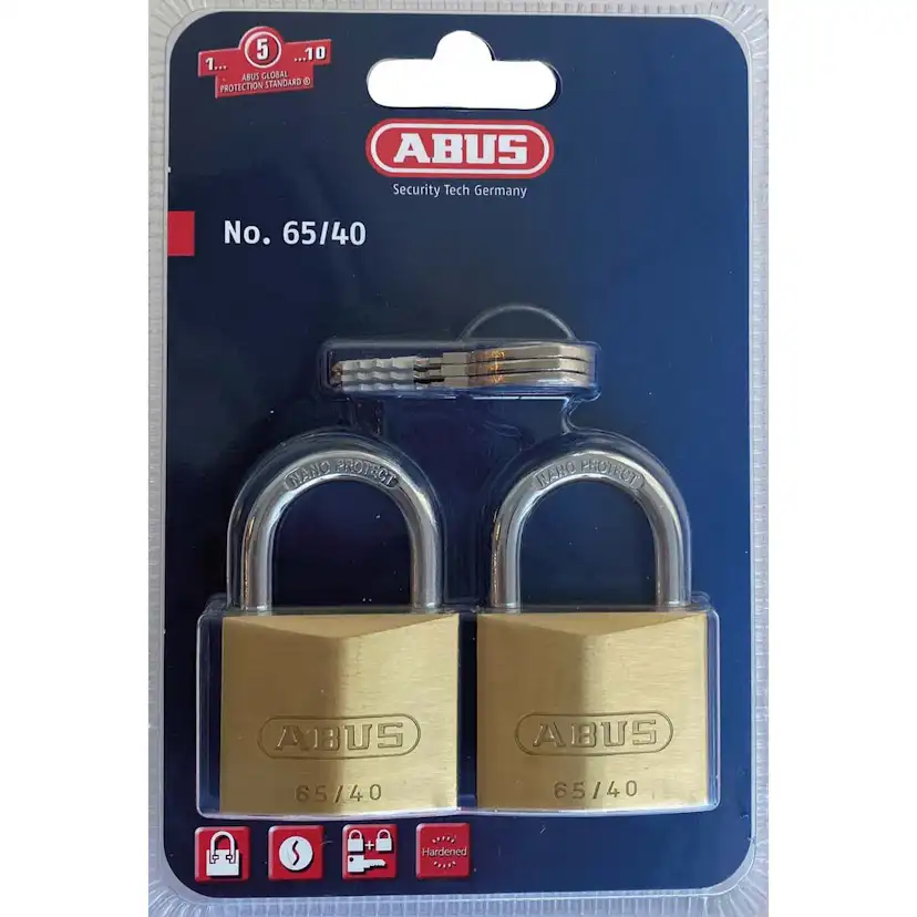Hänglås 65/40 2 st Ll Mässing Abus