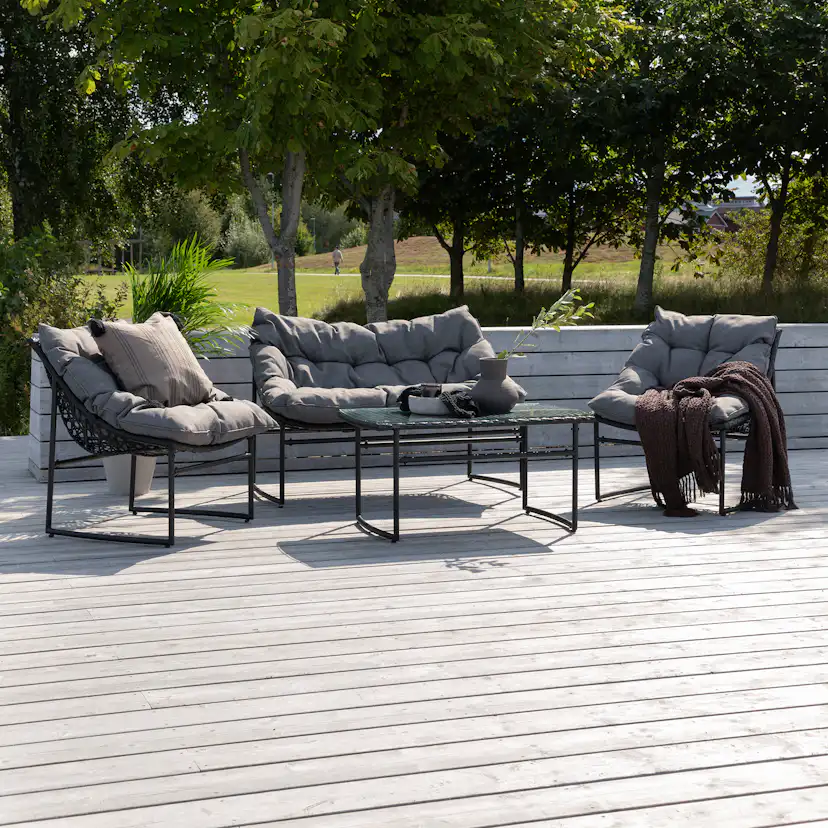 Loungeset Venture Home Ture Soffgrupp Svart med Dynor Utomhus