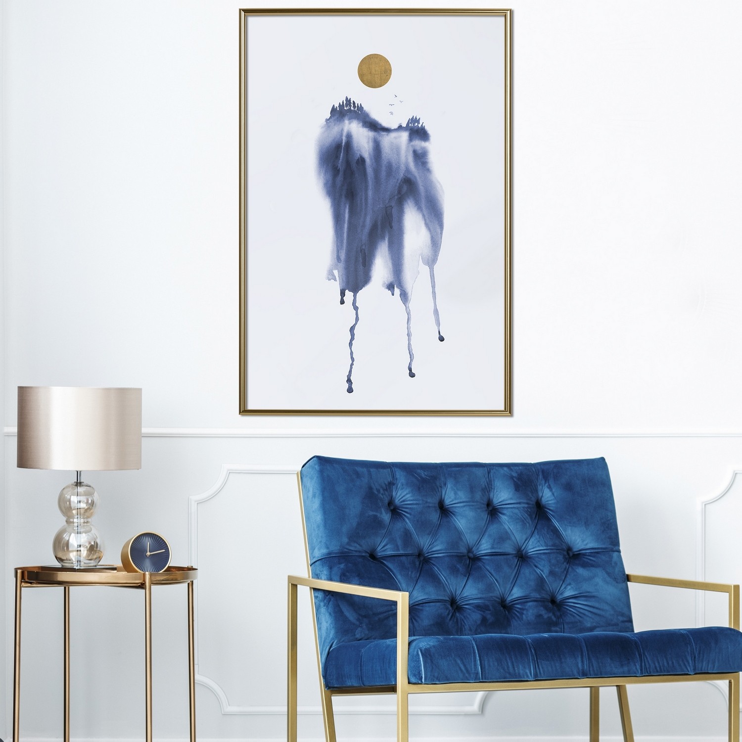 Affisch - Watercolour Abstraction [Poster] 40x60 Guld ram, 40x60 cm