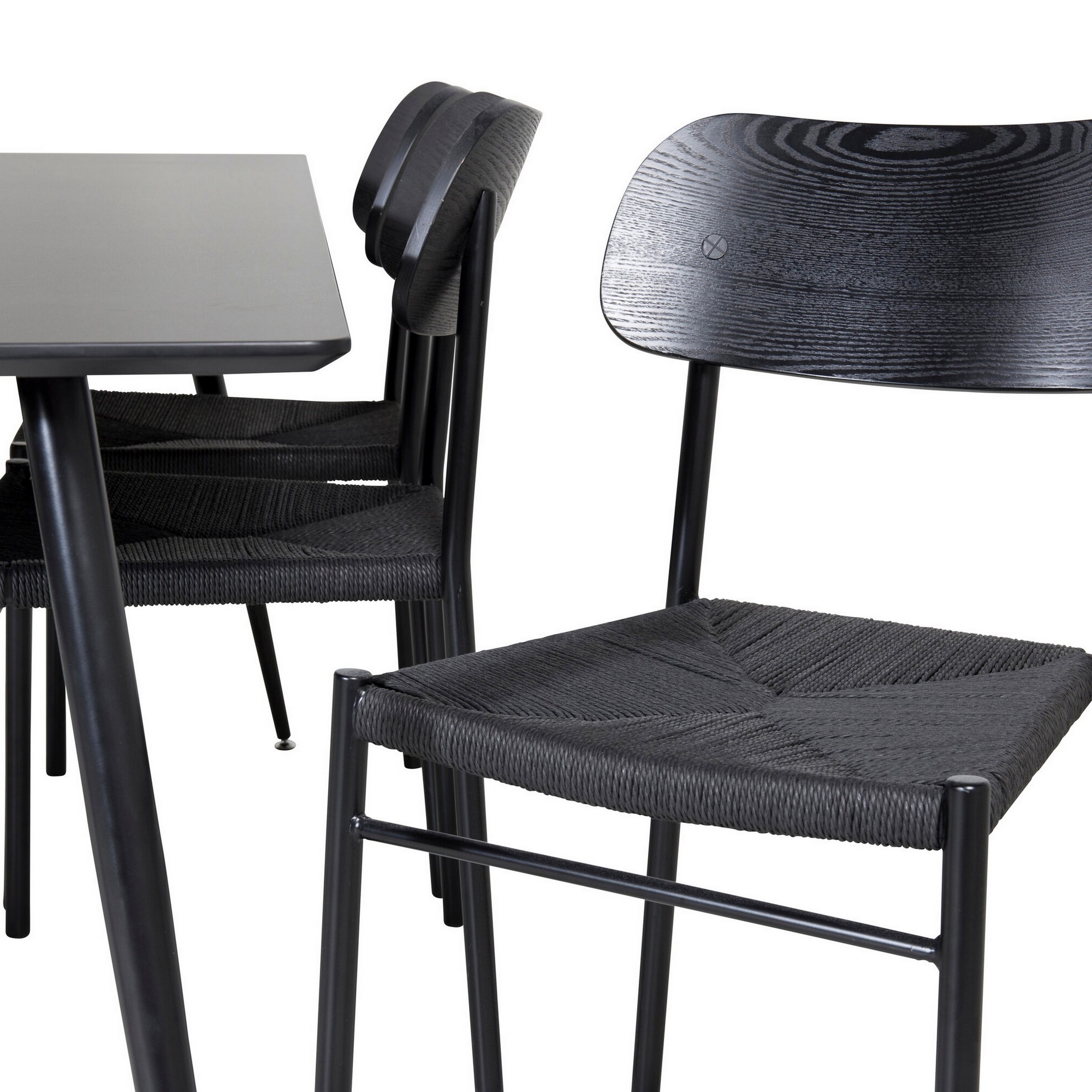 Silar Dining Table - 180 cm - Black Melamine / Black Legs +P Svart