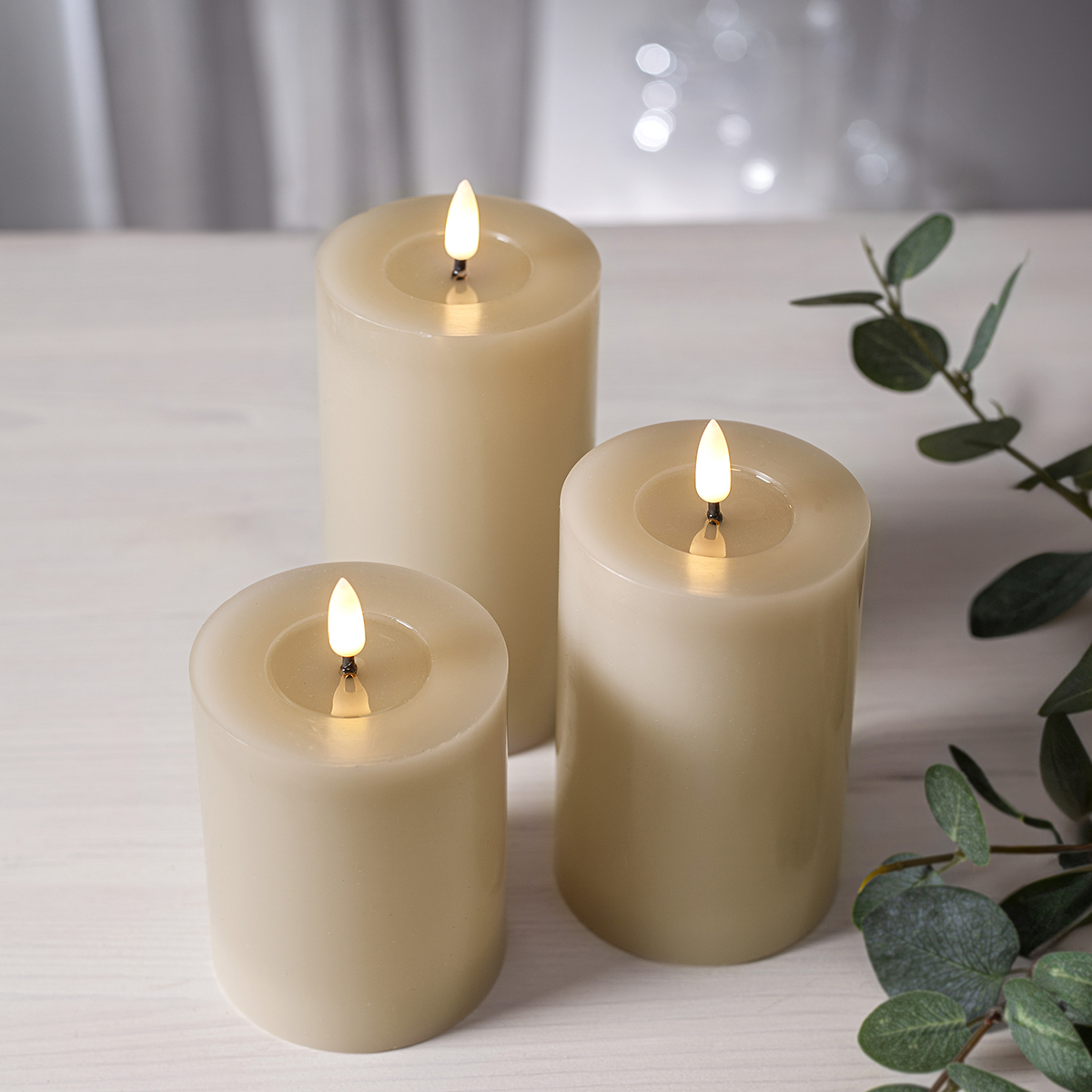 LEDBlockljus Flamme Flow 15 cm Beige Beige