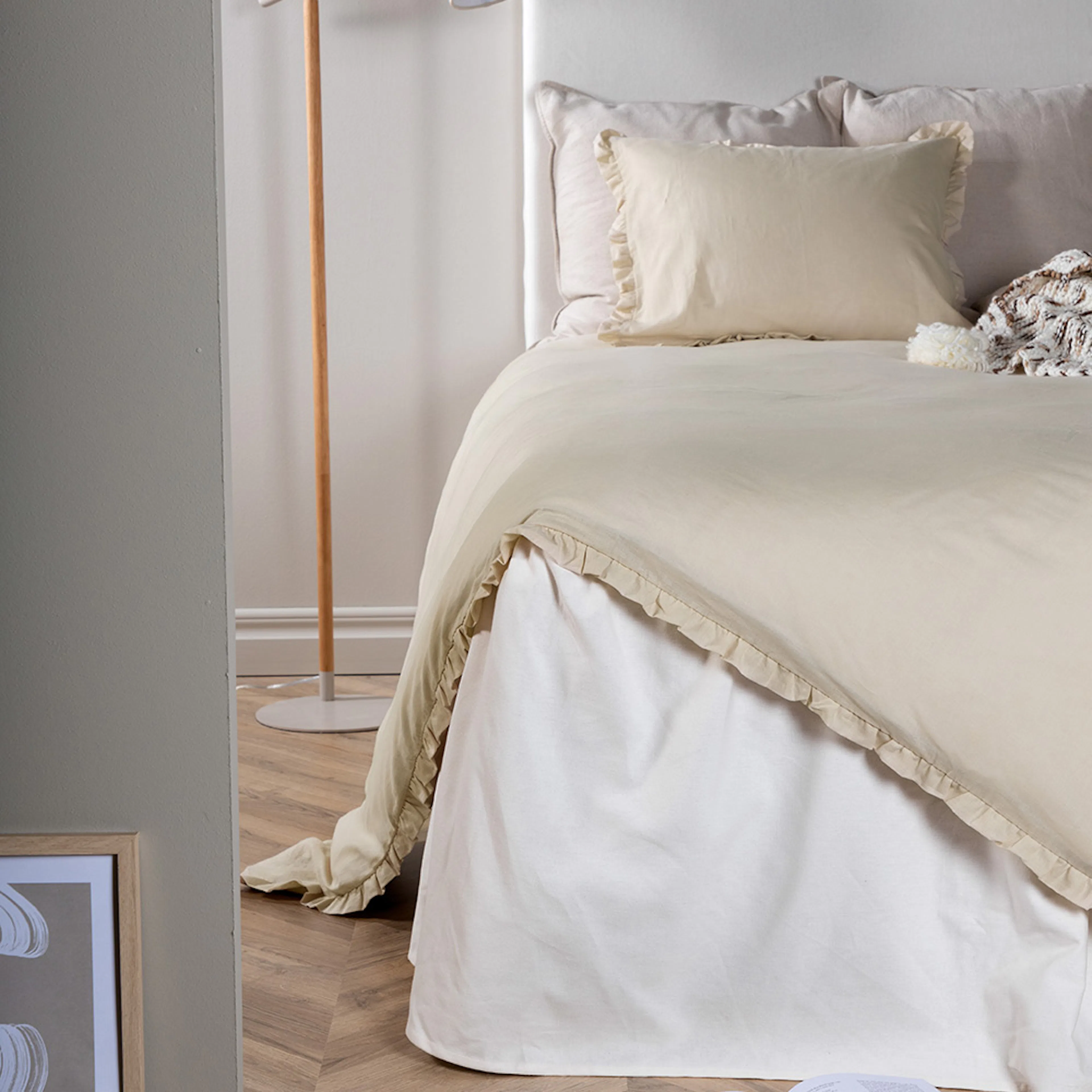 Lias Bed Set Cotton Linen Beige 150x200 cm Färg: Beige, Mått: 150x200 cm