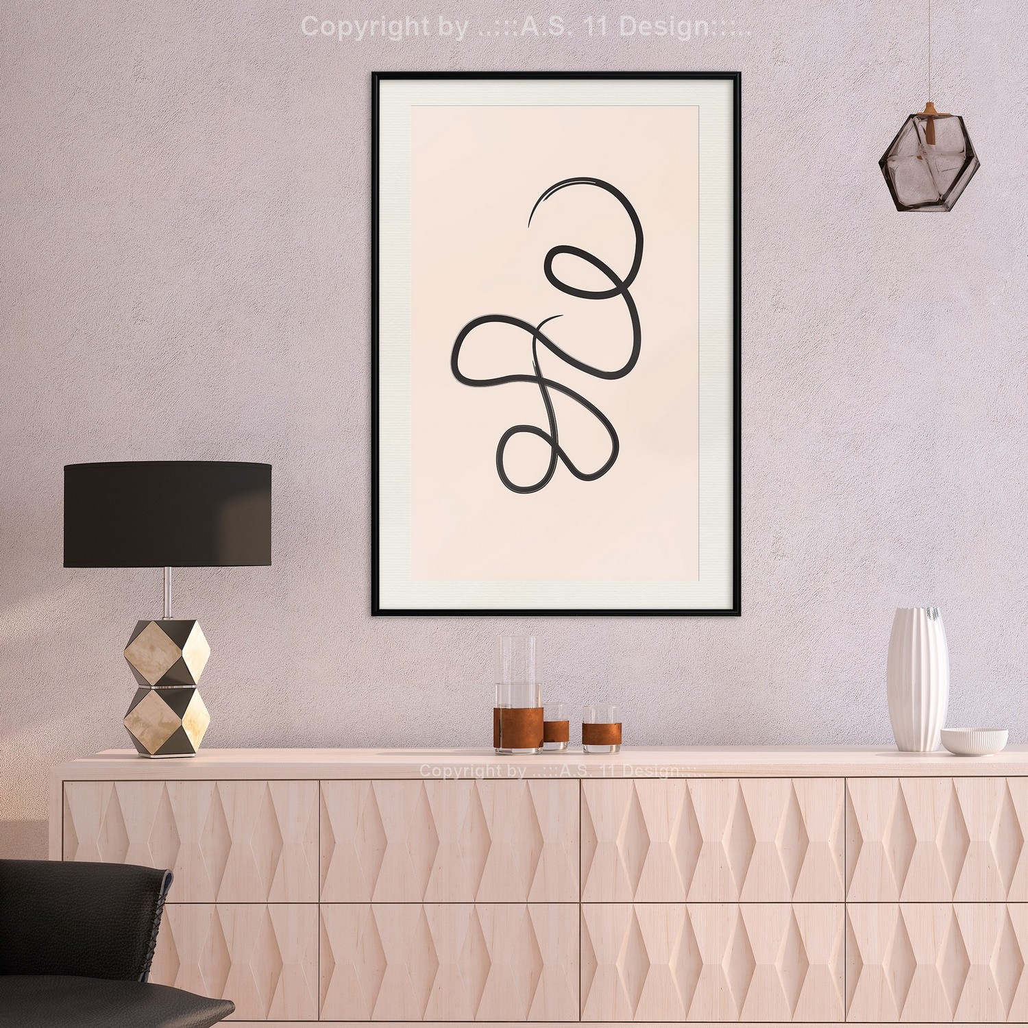 Affisch - Thought Loop [Poster] 40x60 Svart ram med passepartout, 40x60 cm
