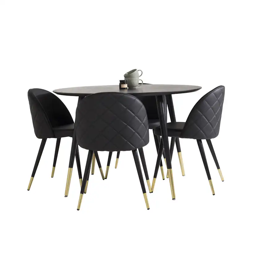 Matgrupp Venture Home Dipp med 4 Velvet stolar Skinn