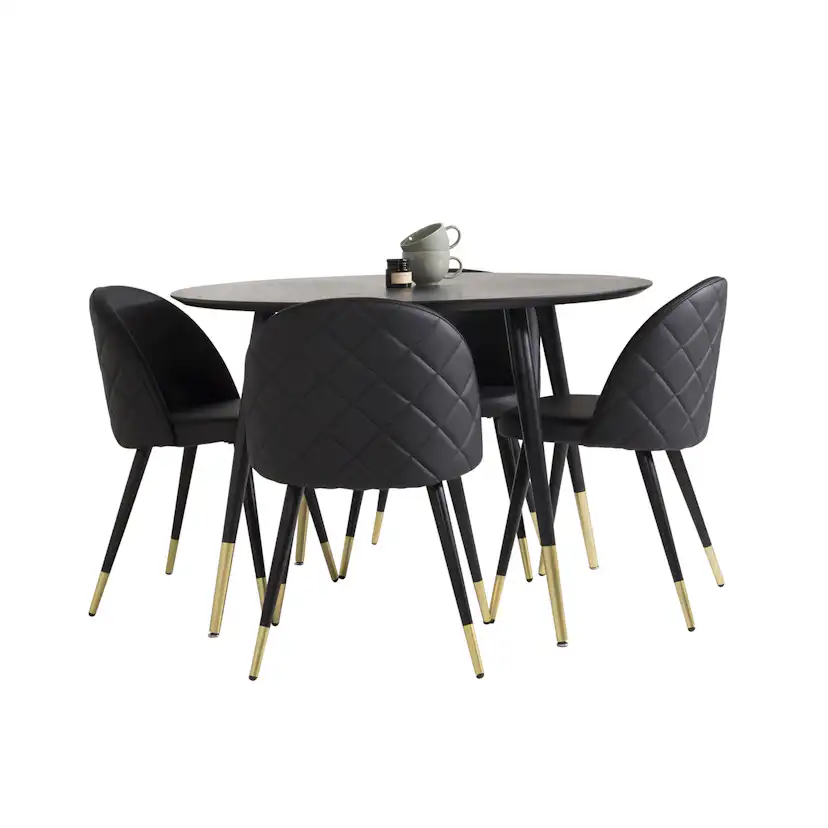Matgrupp Venture Home Dipp med 4 Velvet stolar Skinn