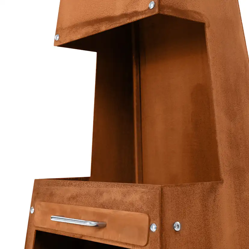 Eldstad Lyfco Cortenstål Hög med Hylla