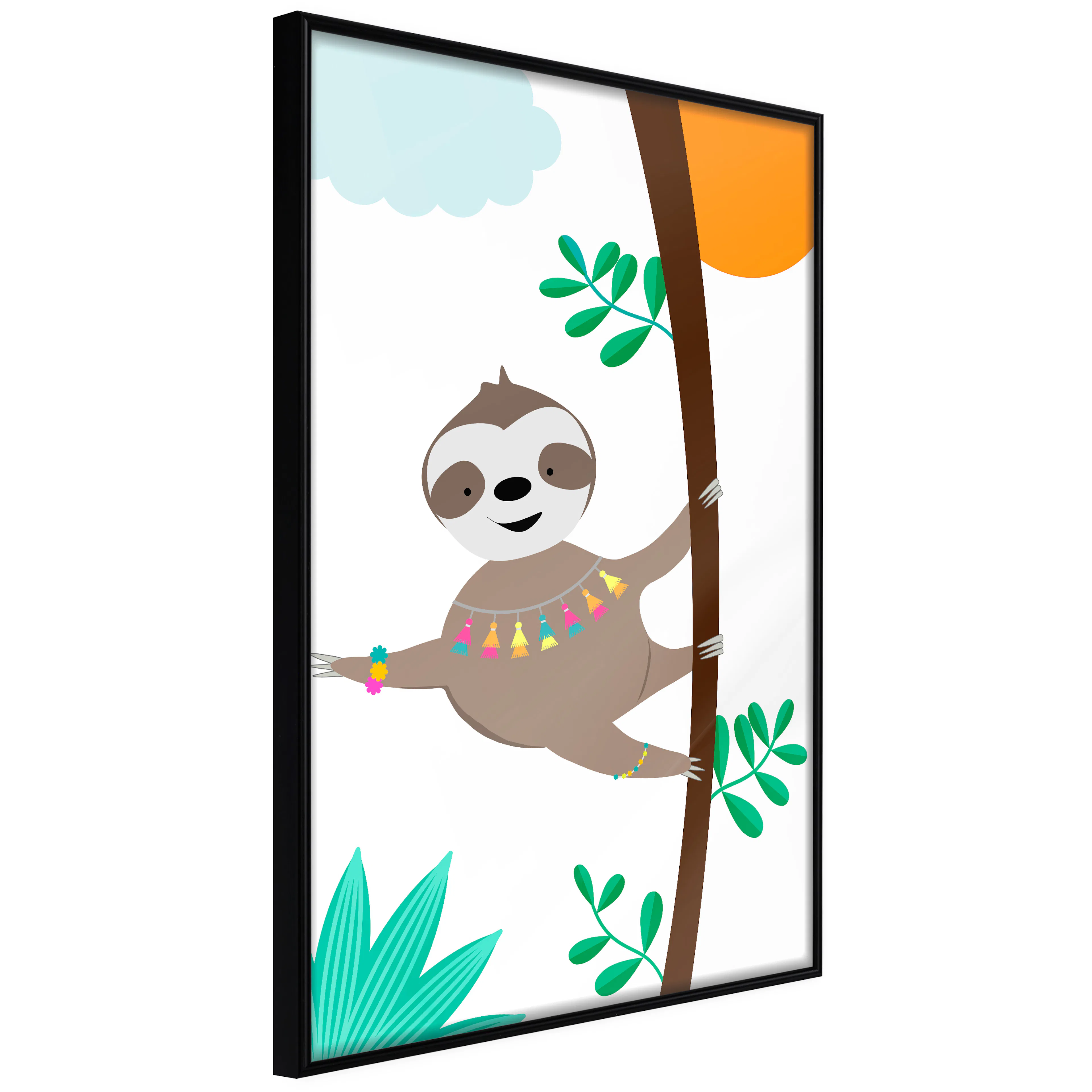 Affisch - Happy Sloth [Poster] 40x60 Svart ram, 40x60 cm