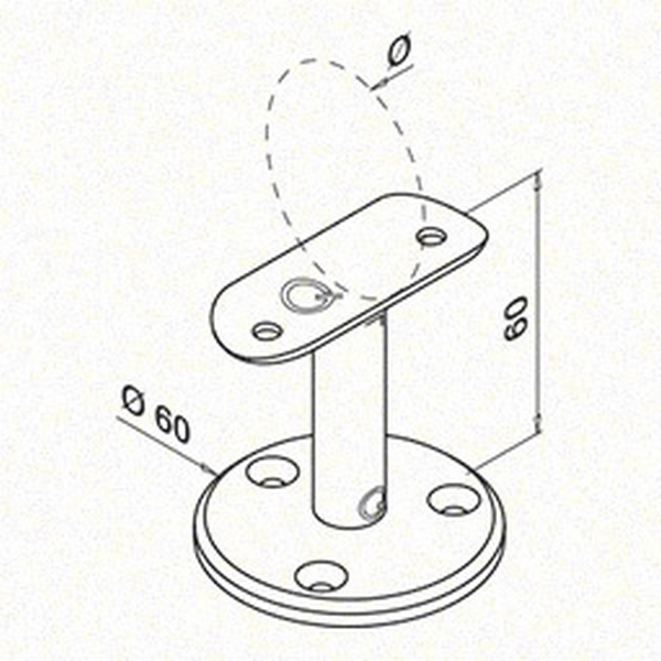 Barriärbeslag Herrljunga Ledstångsfabrik 0708-MB Skålad Inomhus