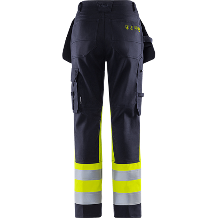 Flamestat hantverkarbyxa stretch 2171 ATHF klass 1, dam Storlek: C50, Gul/Marinblå