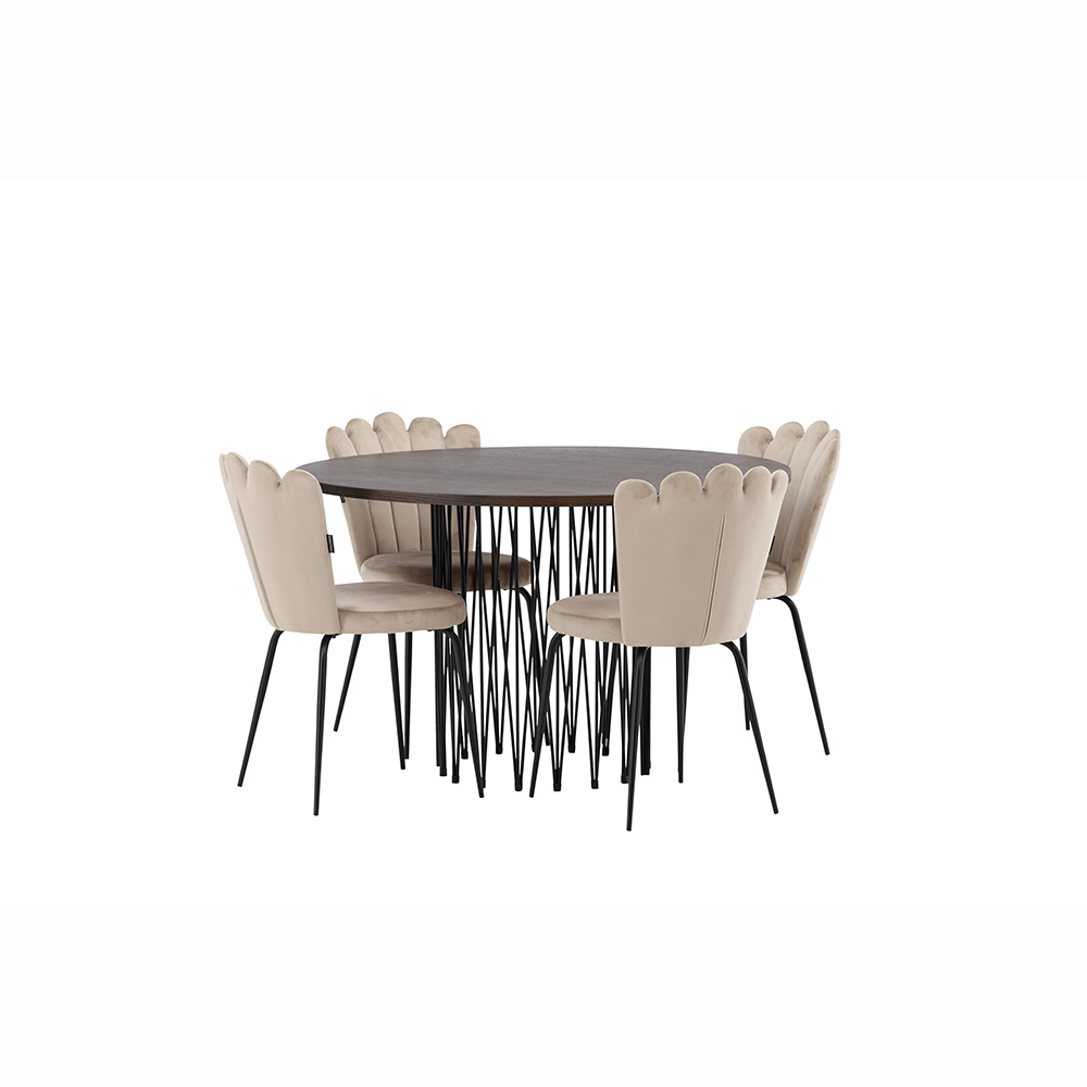 Matgrupp furniture/fashion Stone Ø120 cm med 4 Limhamn Light Stolar