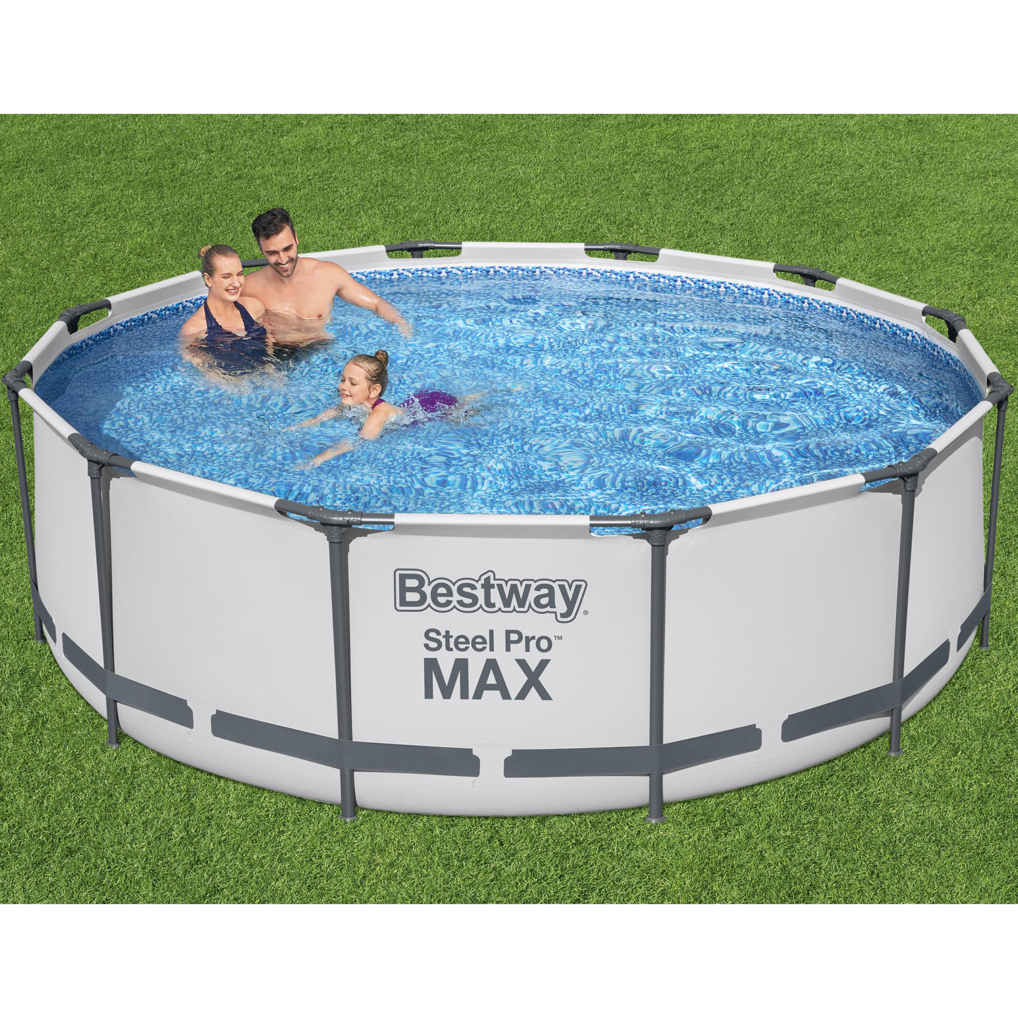 Poolpaket Bestway Steel Pro Max Ø3,66m 100cm Stålramspool Ovanmark med Filterpump