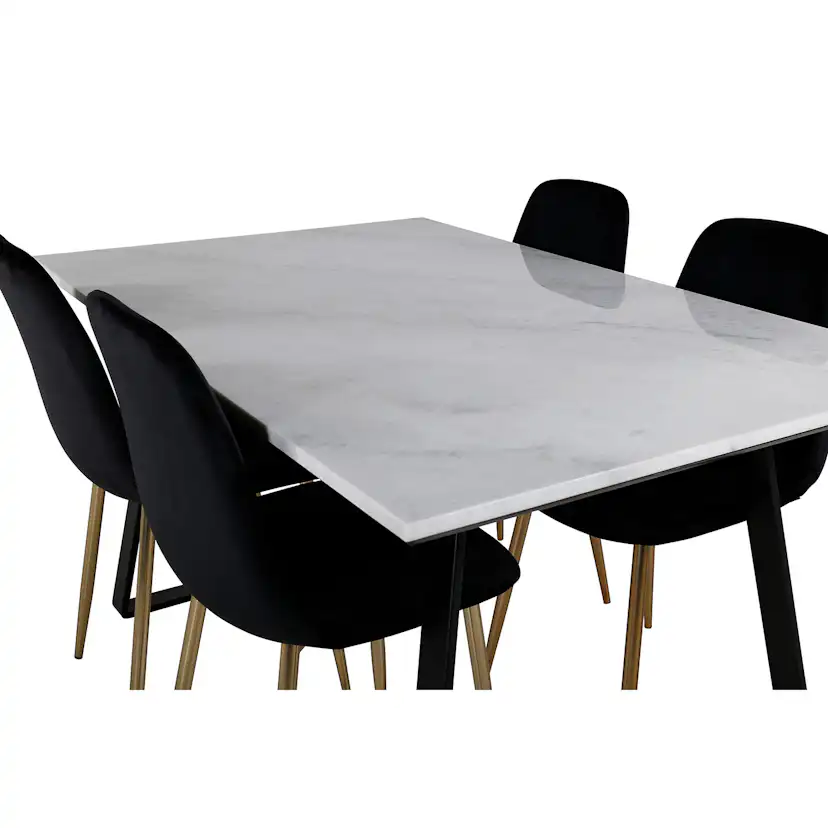 Estelle Dining Table 140*90 - White / Black, Polar Dining Ch Svart