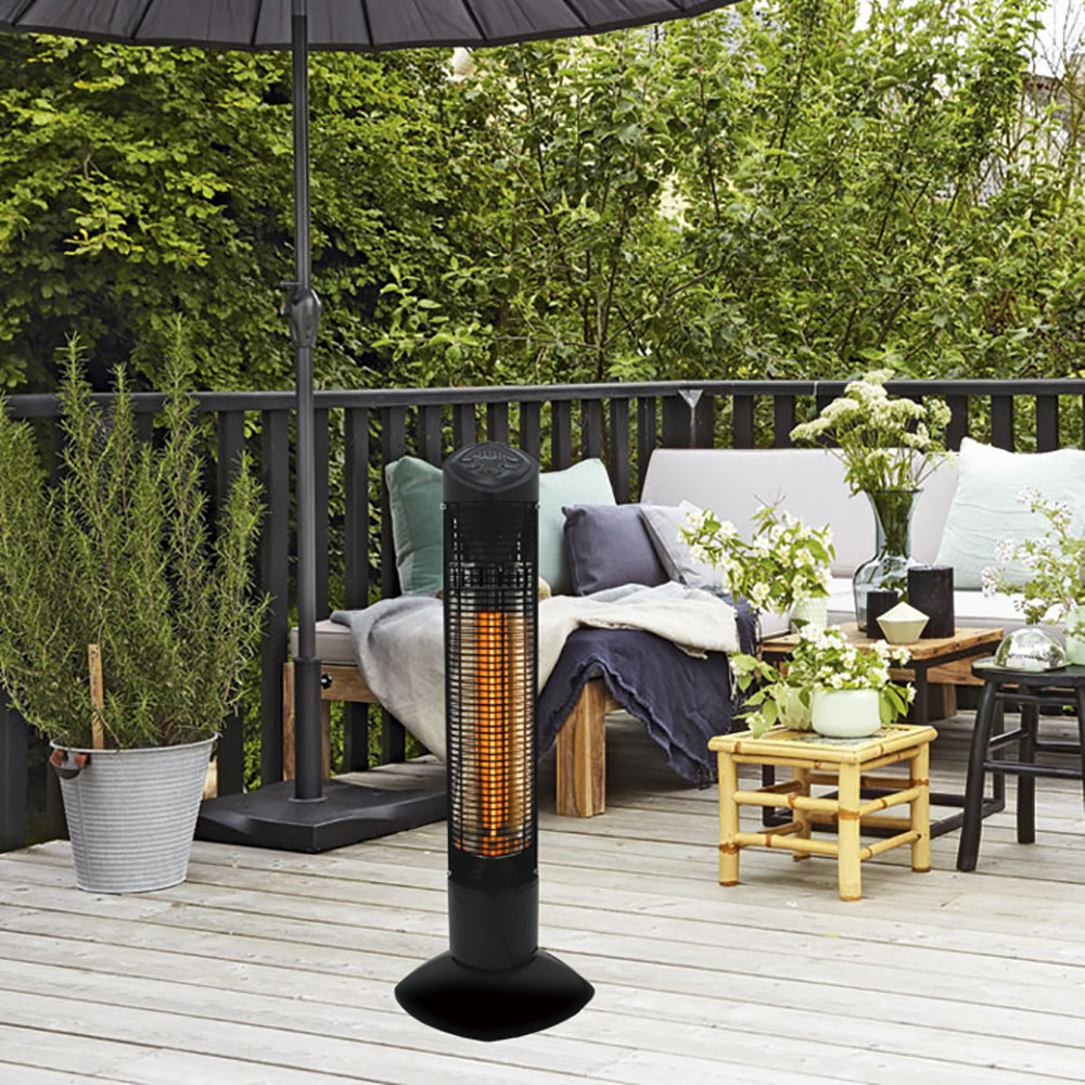 Infravärmare Termo Pisa Terrassvärmare 450/900 W, Svart, IP55-klassad, Stående Design för Balkong & Uteplats