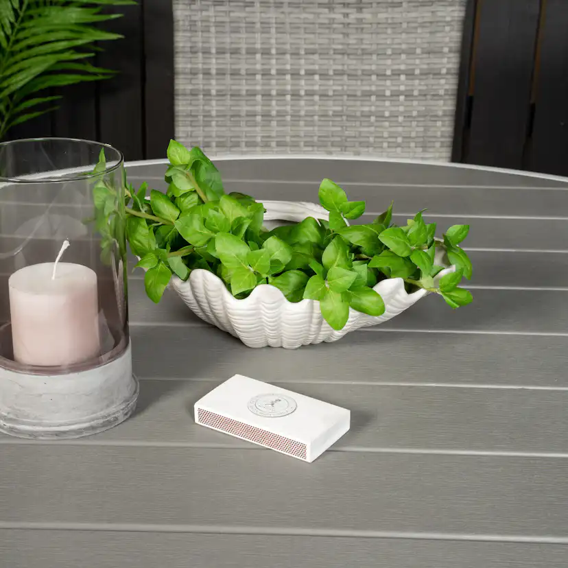 Parma Bord140-Vit Alu/Grå Aintwood+Anna stol(stackable)-Grå4 Grå