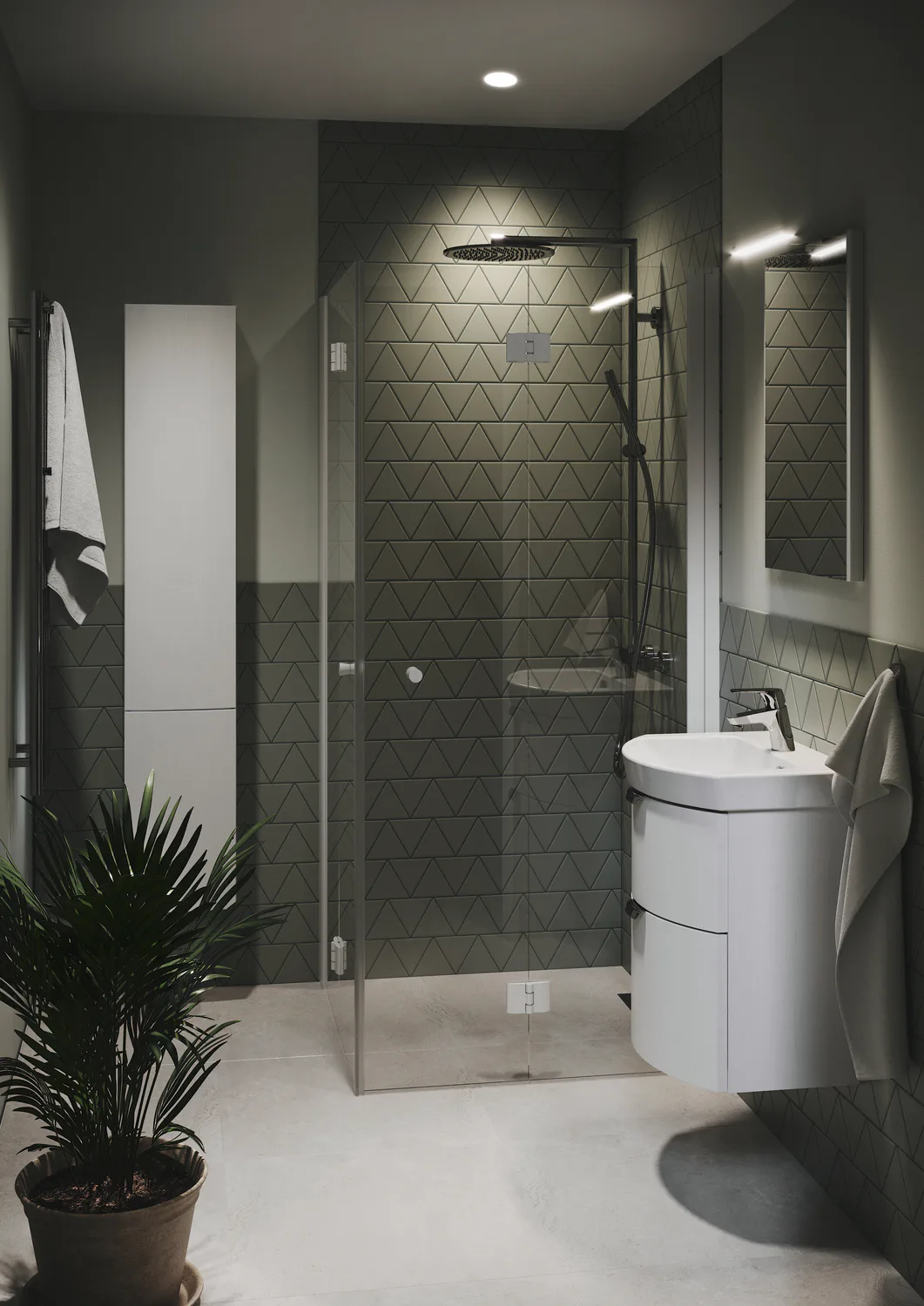 Spirit Vik Rak 90x90 Gr Vit Kl 900x900x1970 mm, Vit, Klarglas med Hålgrepp