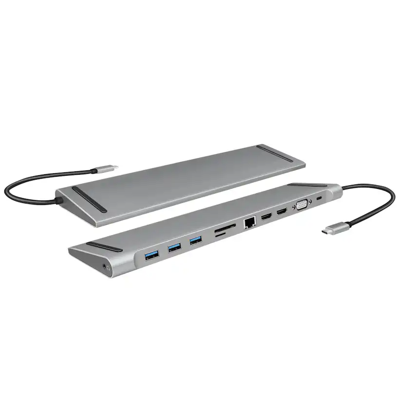 USB-C-docka LogiLink 11-i-1 HDMI/VGA/RJ45/USB-C 100W