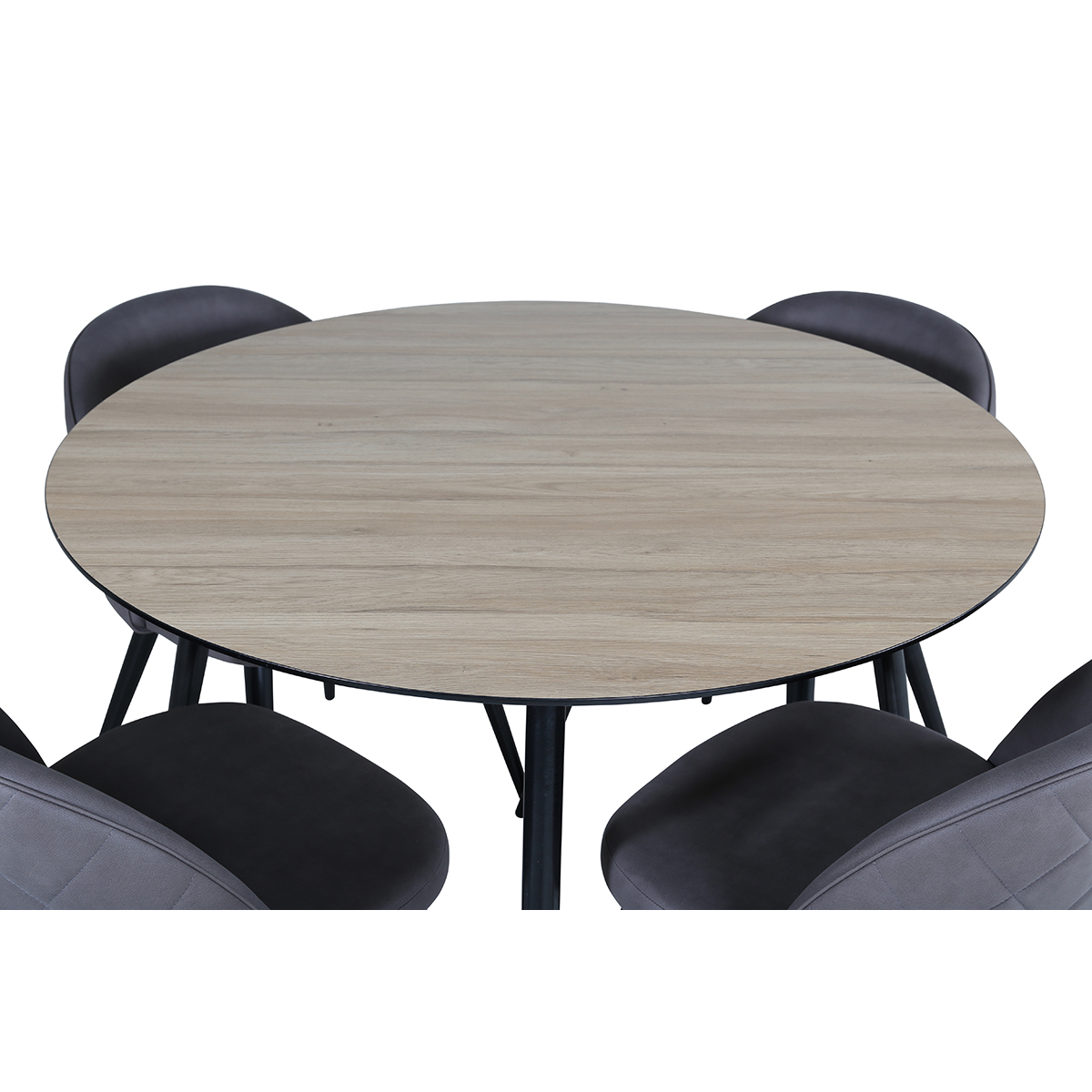 Silar Dining Table - Round 100 cm - "Wood Look"  Melamine / Grå/Natur