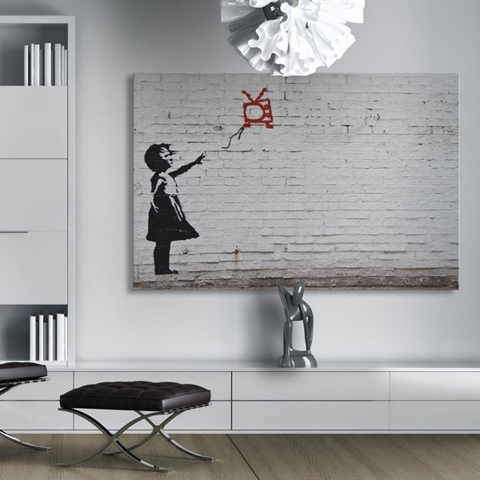 Tavla Arkiio Girl With TV Banksy 60x40