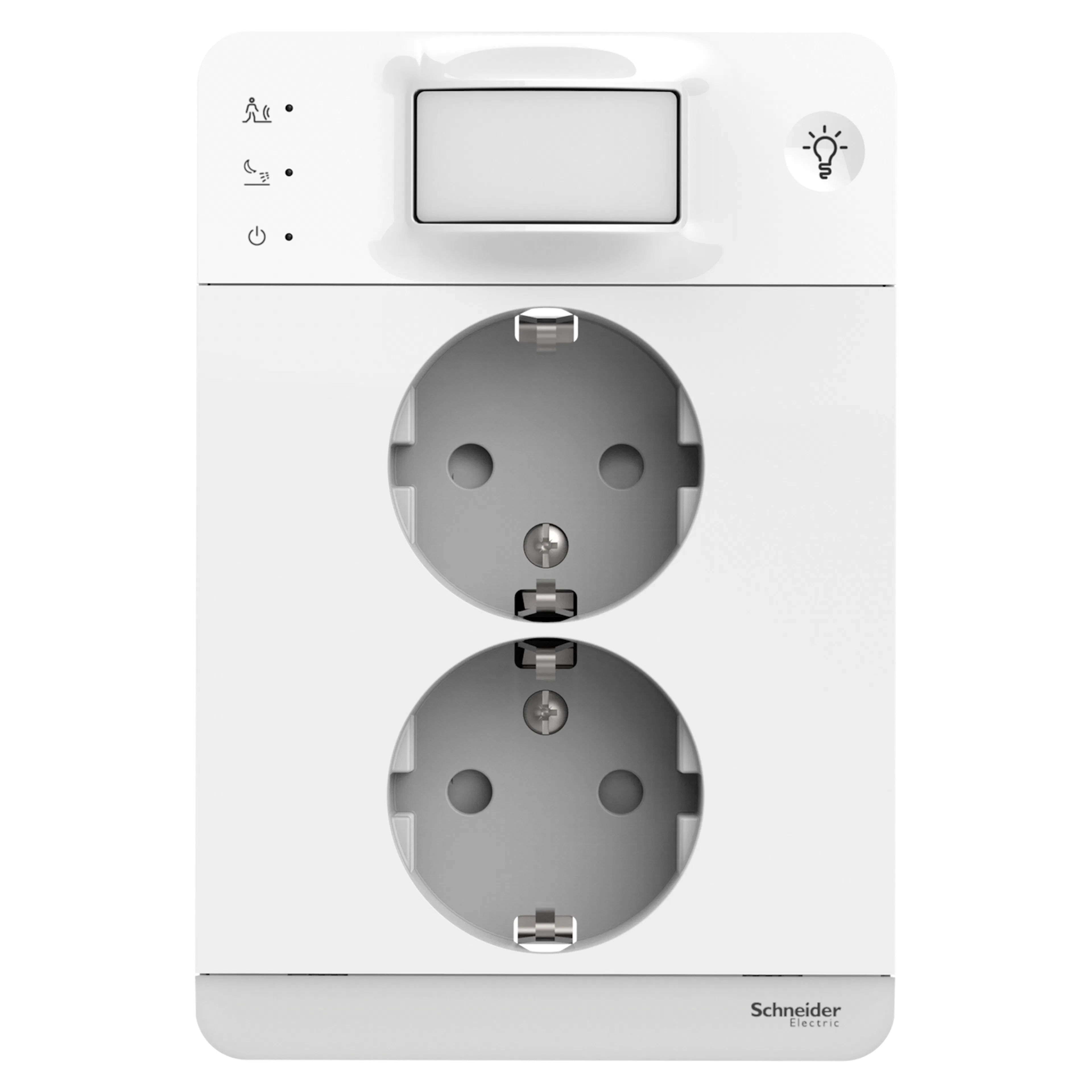 Vägguttag Schneider Electric Exxact Infälld 2-vägs Rörelsedetektor Orienteringsljus 16A IP21 Snabbanslutning Vit
