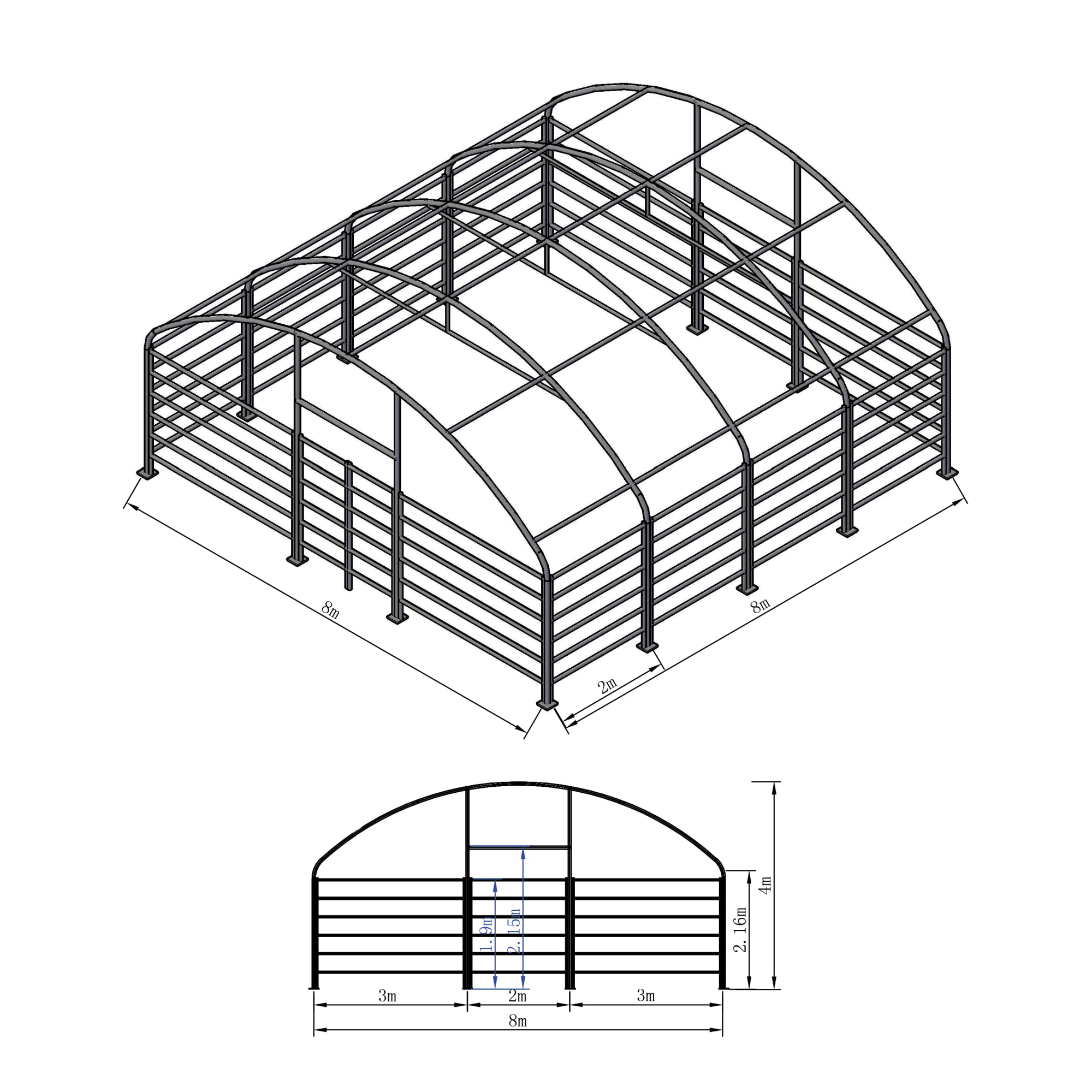 Garagetält Ranch G900 8x8x4 m Farmer