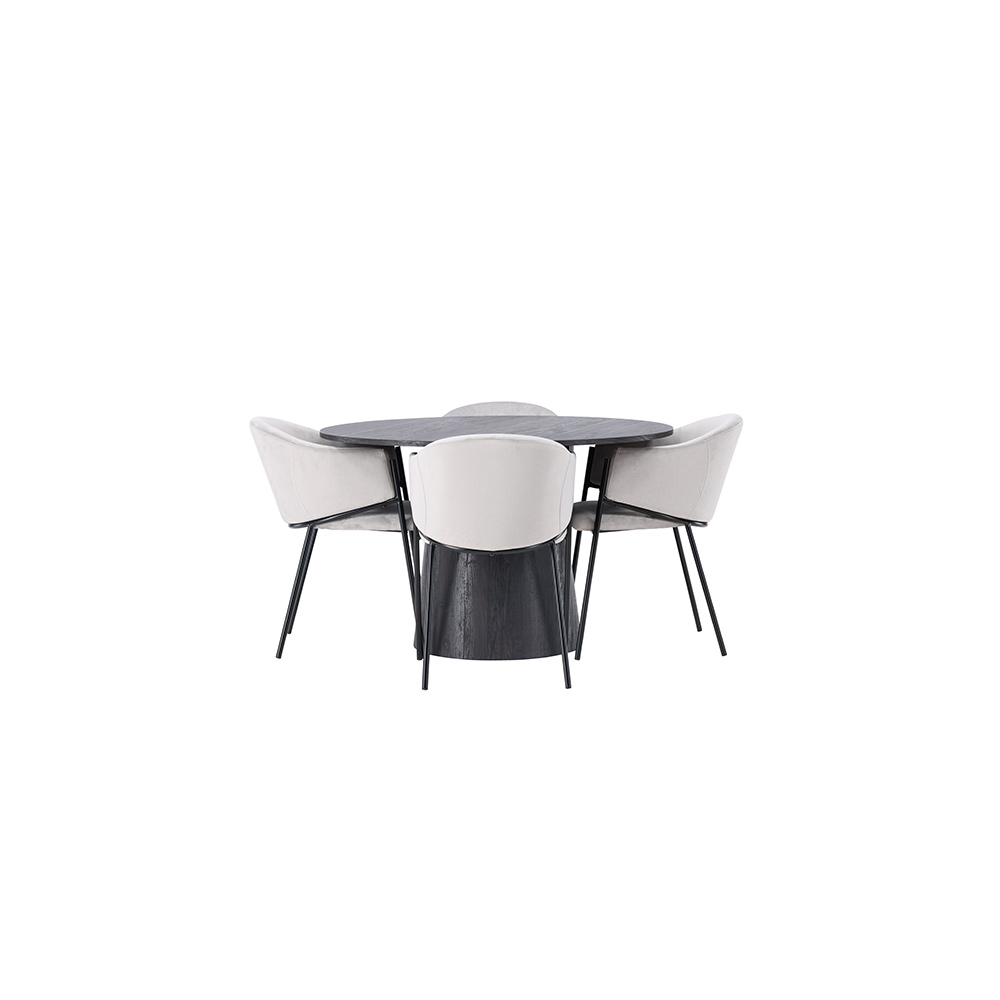Matgrupp Venture Home Lanzo Ø120 cm med 4 st Evelina stolar