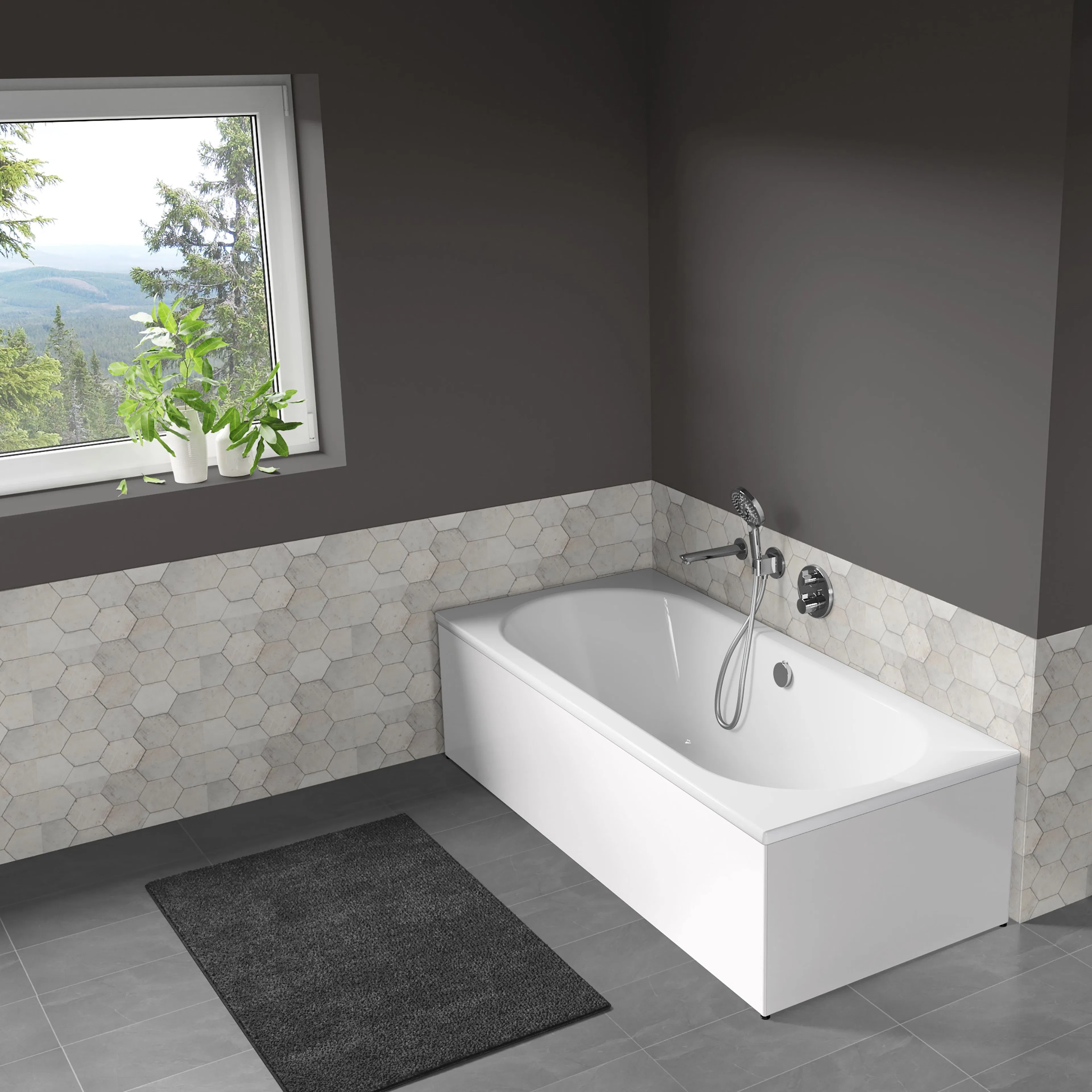 Badkar Classic Duo med Silestone Blanco Zeus Front 1600x700 mm, Blanco Zeus