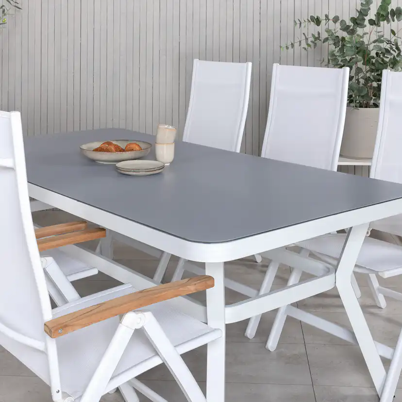 Matgrupp Venture Home Virya 160x90 cm med 6 Panama Positionsfåtöljer