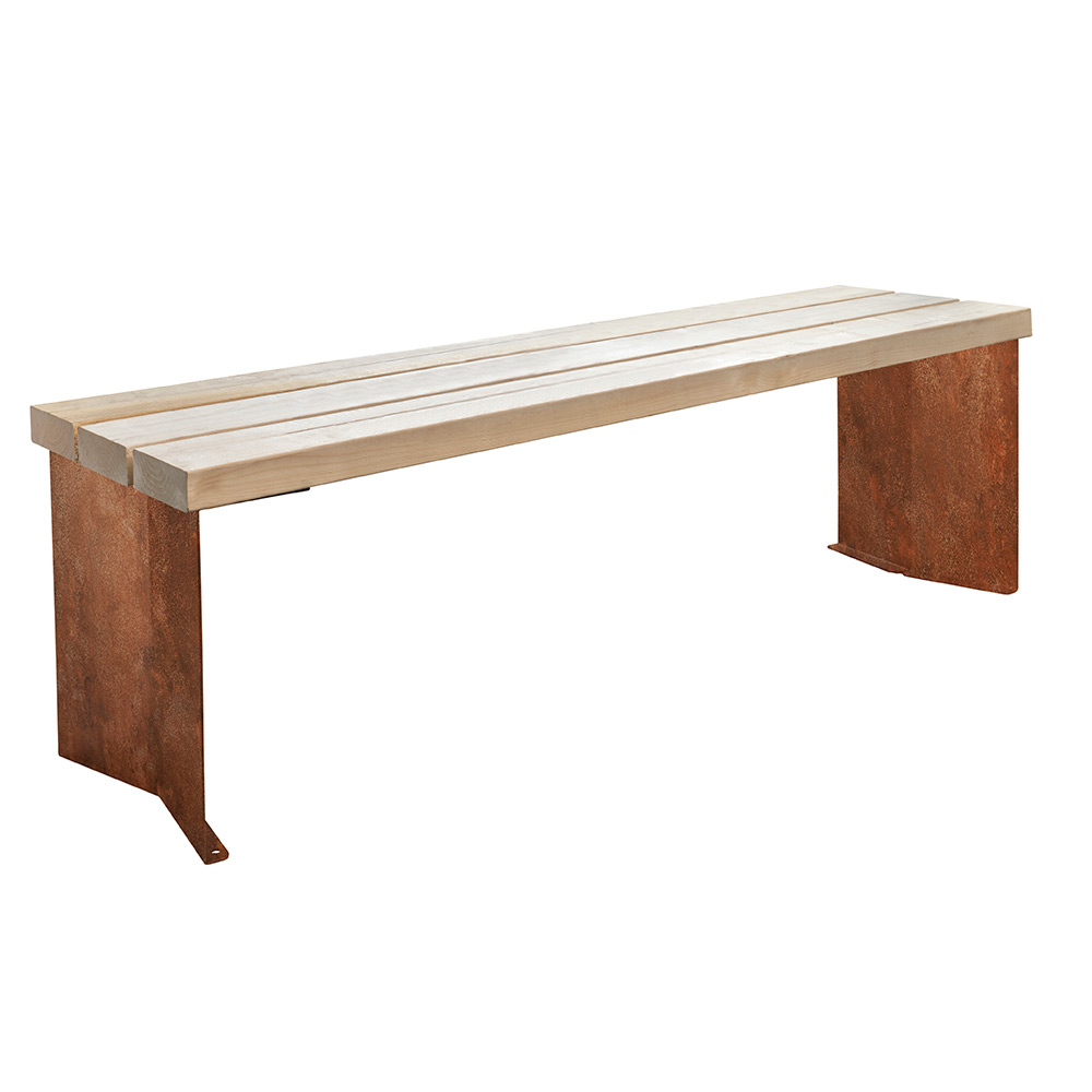 Parkbänk 2-pack bänkstativ corten Corten