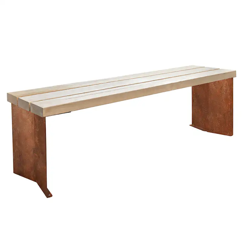 Parkbänk 2-pack bänkstativ corten Corten