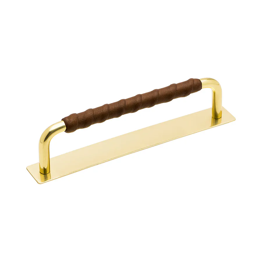 Handtag Beslag Design Royal Deluxe Läderlindad Brun