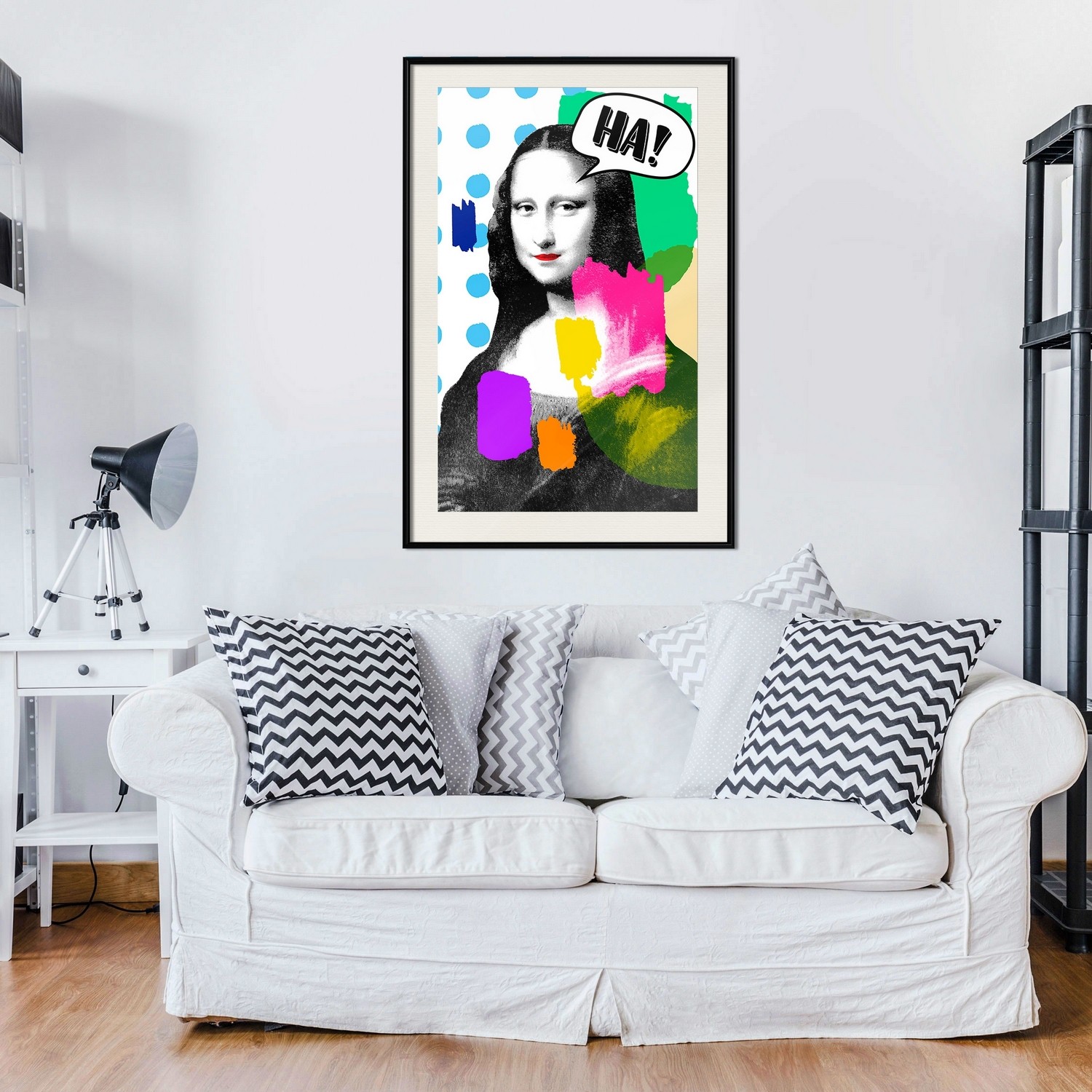 Affisch - Mona Lisa Pop-art [Poster] 20x30 Svart ram med passepartout, 20x30 cm