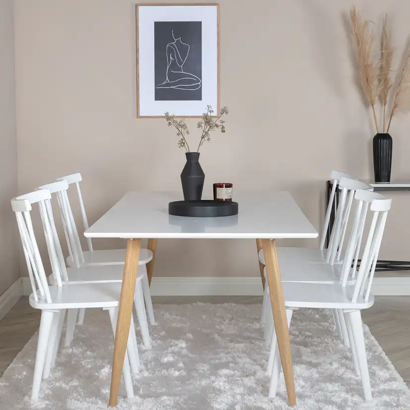 Polar Dining Table - 180*90*H75 - White / Oak, Mariette Vit