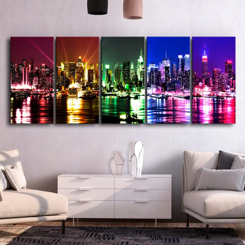 Tavla Arkiio Rainbow New York 5 delar Narrow