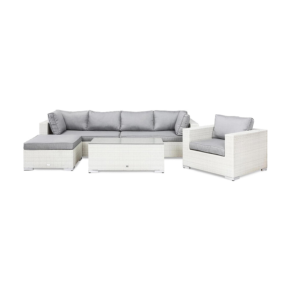 Loungegrupp Comfort Garden Bahamas 5-sits Bord Divan/Bord Fåtölj Vit Utomhus