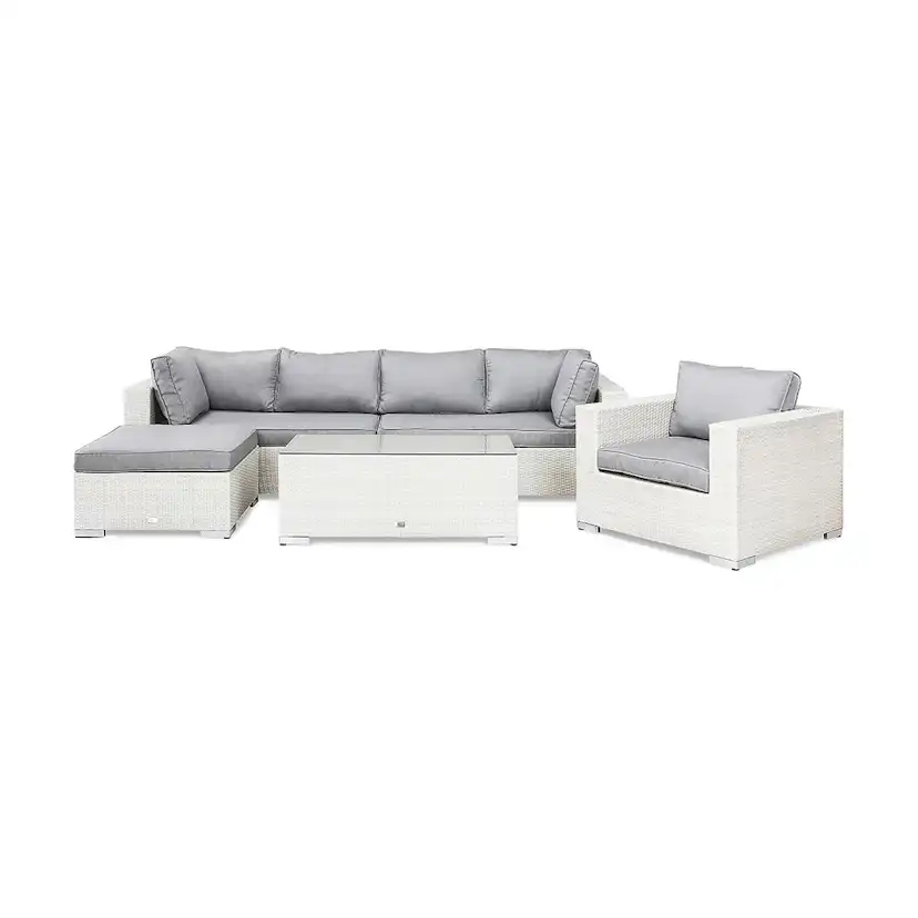 Loungegrupp Comfort Garden Bahamas 5-sits Bord Divan/Bord Fåtölj Vit Utomhus