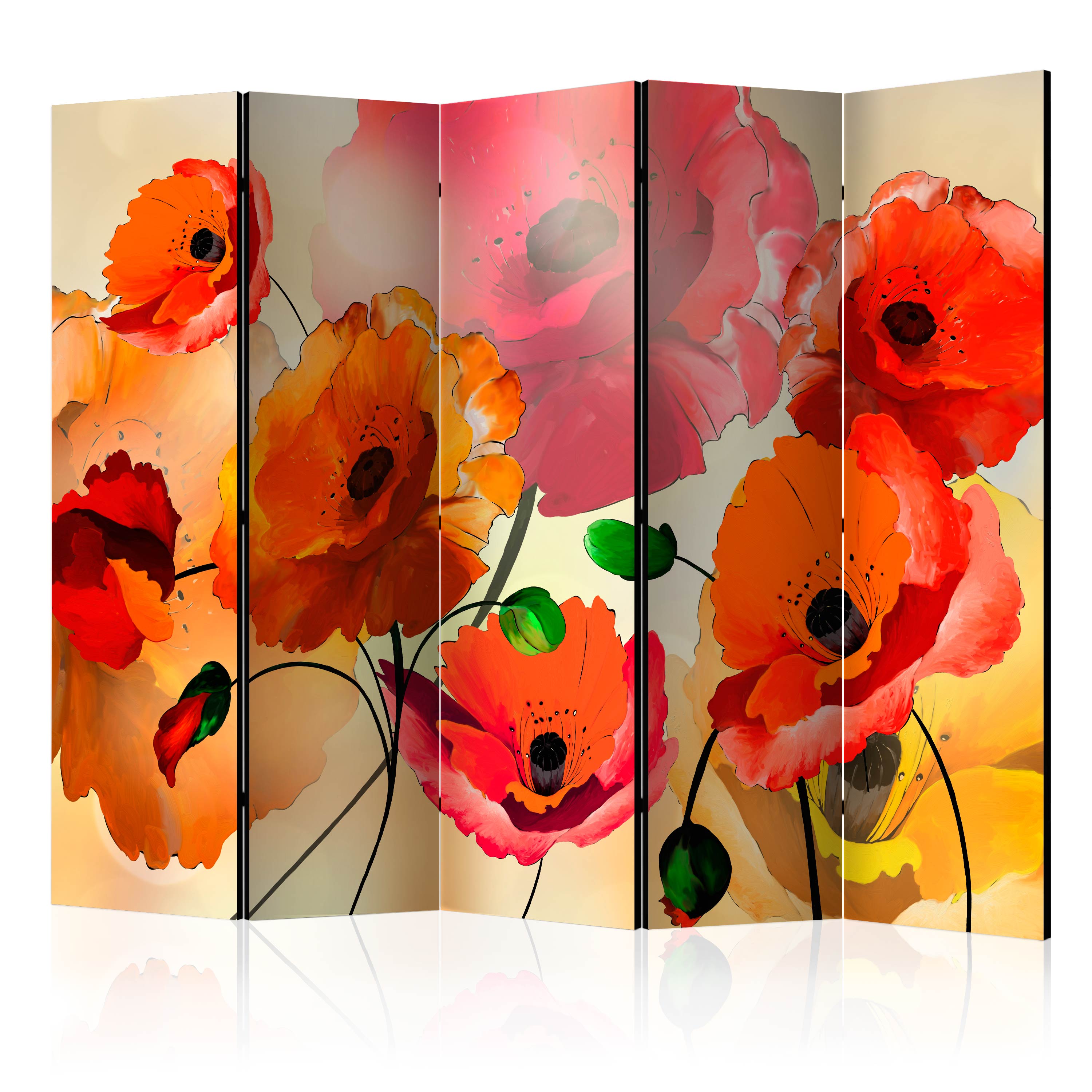 Rumsavdelare Arkiio Velvet Poppies II Grön/Röd/Orange 225x172 cm