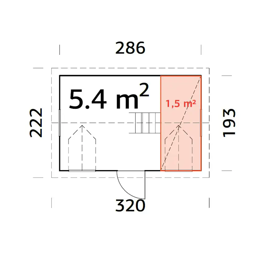 Lekstuga Palmako Marie 5,5 m² Trästuga med Loft