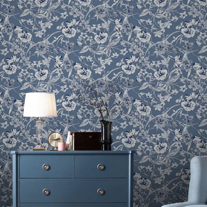 Tapet Laura Ashley Summerhill Midnight Blå 118486
