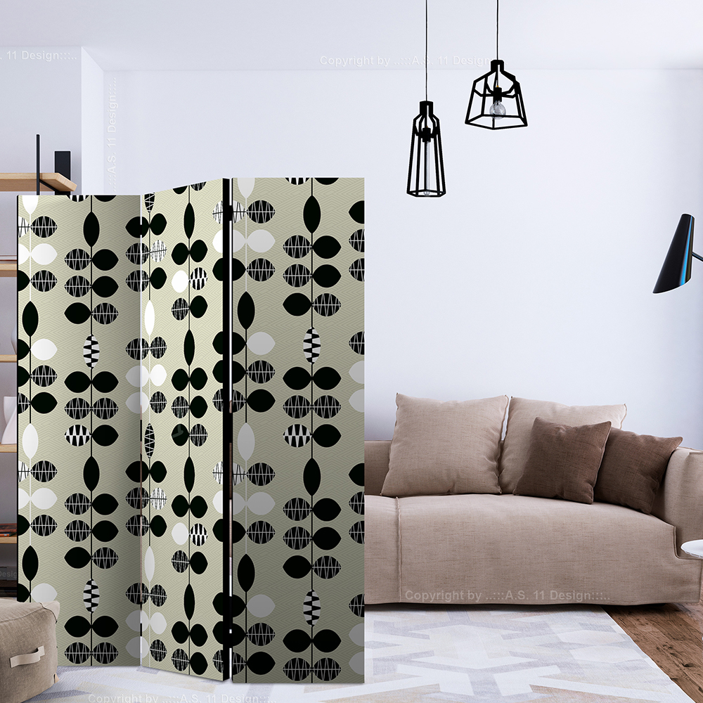Rumsavdelare Skärmvägg Arkiio Black And White Dots 135x172 cm