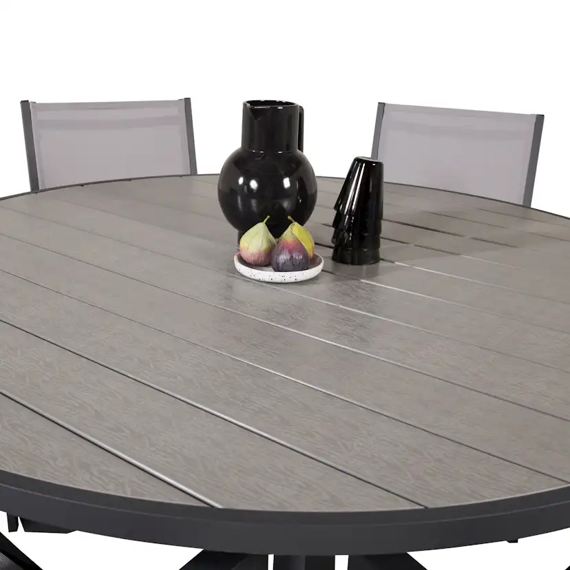 Parma - Table ø 140 - Svart Alu /Grey Aintwood+Copacabana Ar Grå