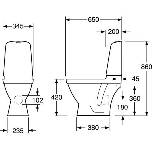 Nautic 1510 Hygienic Flush Mjuksits Vit Enkelspolning 4l Mjuksits Vit Enkelspolning 4l