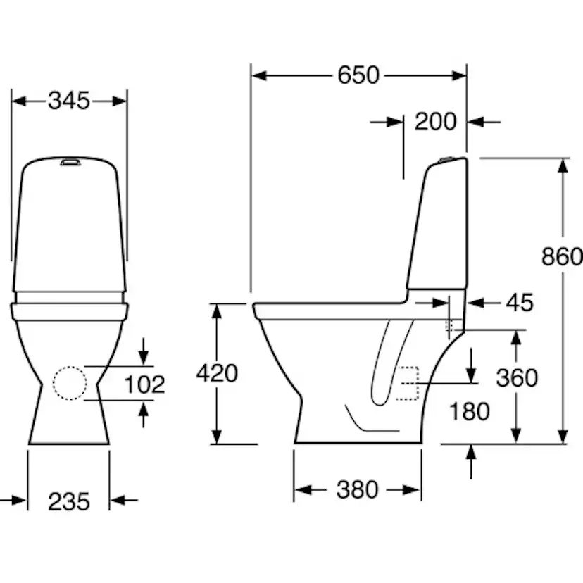 Nautic 1510 Hygienic Flush Mjuksits Vit Enkelspolning 4l Mjuksits Vit Enkelspolning 4l