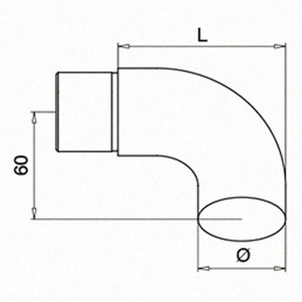 Ändböj Herrljunga Ledstångsfabrik Rostfri mod 0739 Inomhus
