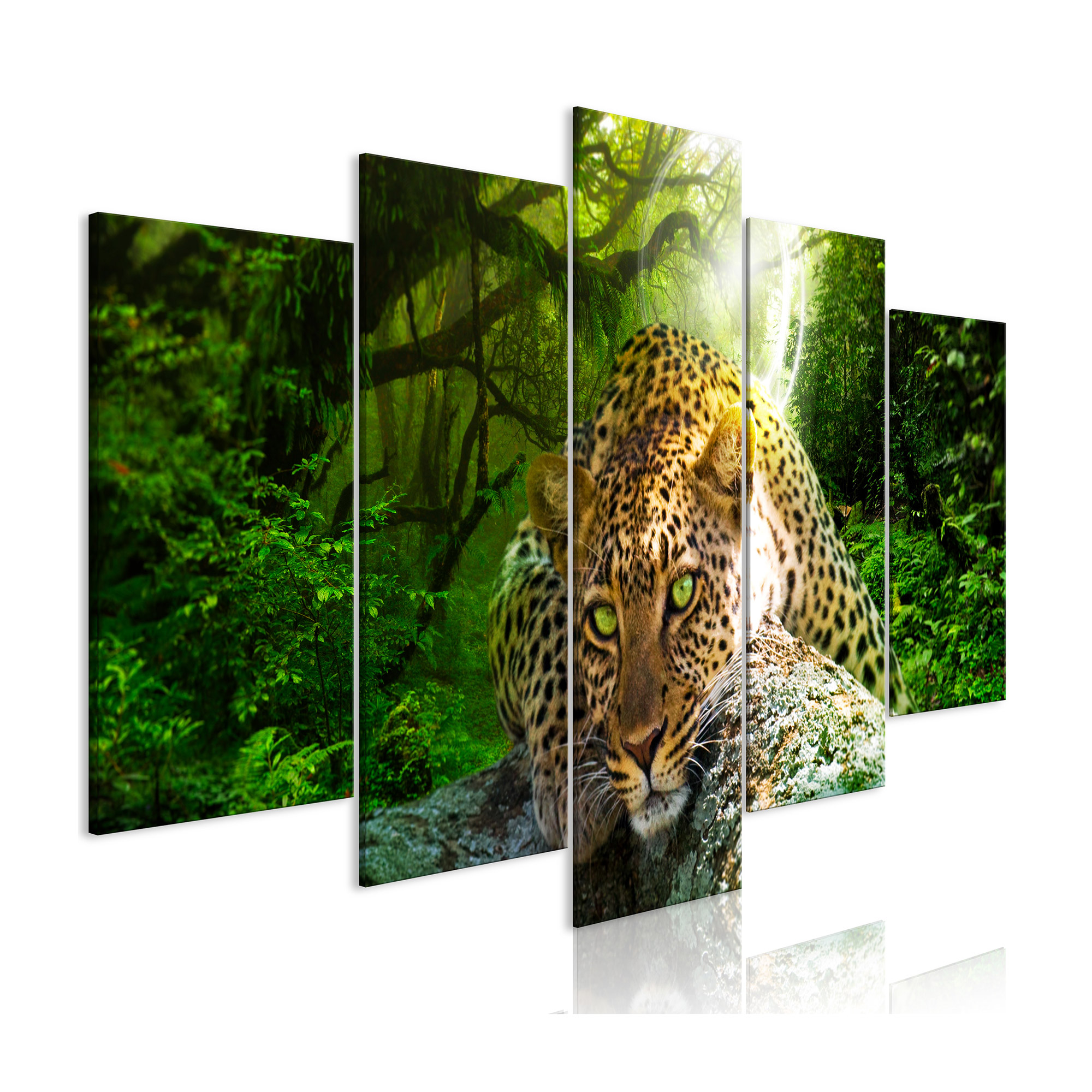 Tavla Arkiio Leopard Lying Green 5 delar