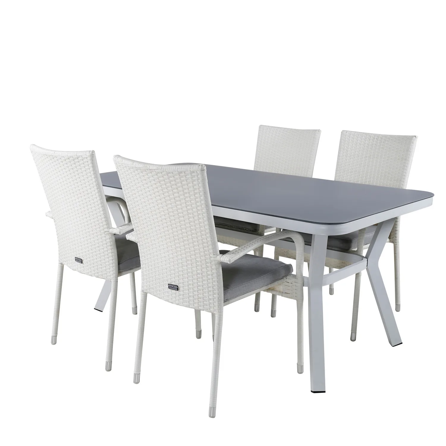Virya Dining Table - White Alu / Grey Glass - small table+An Vit