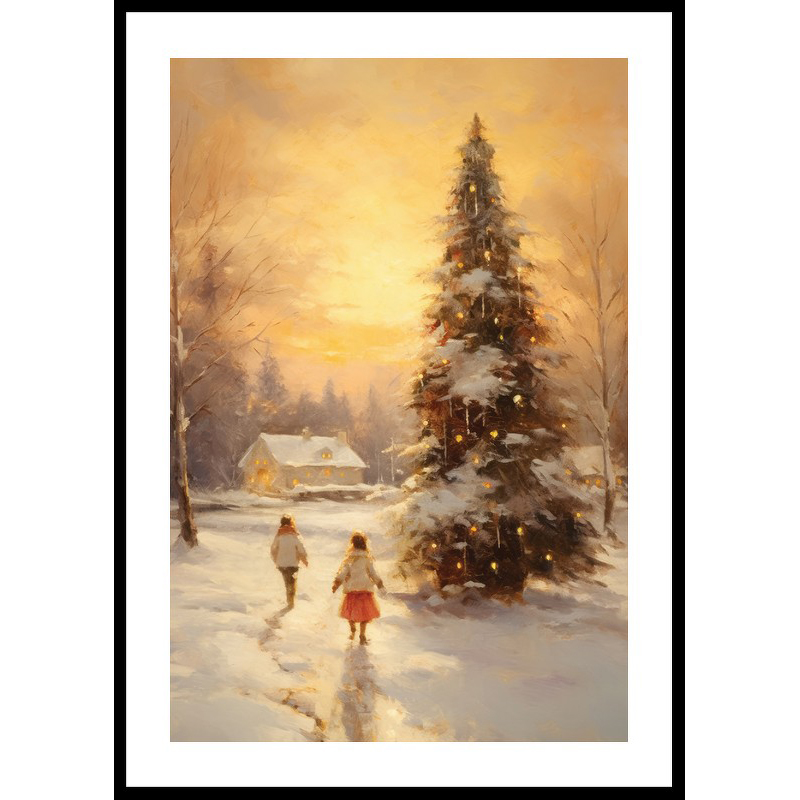 Poster Gallerix Winter Village Sunset
