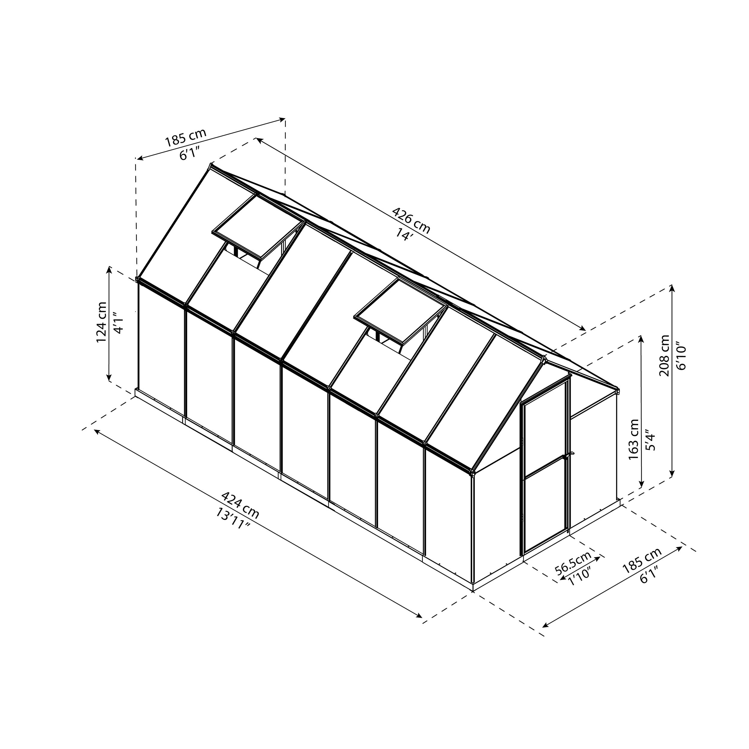 Växthus gop Mythos, Aluminiumstomme med UV-Skyddade Polykarbonatskivor, 7,9 m²