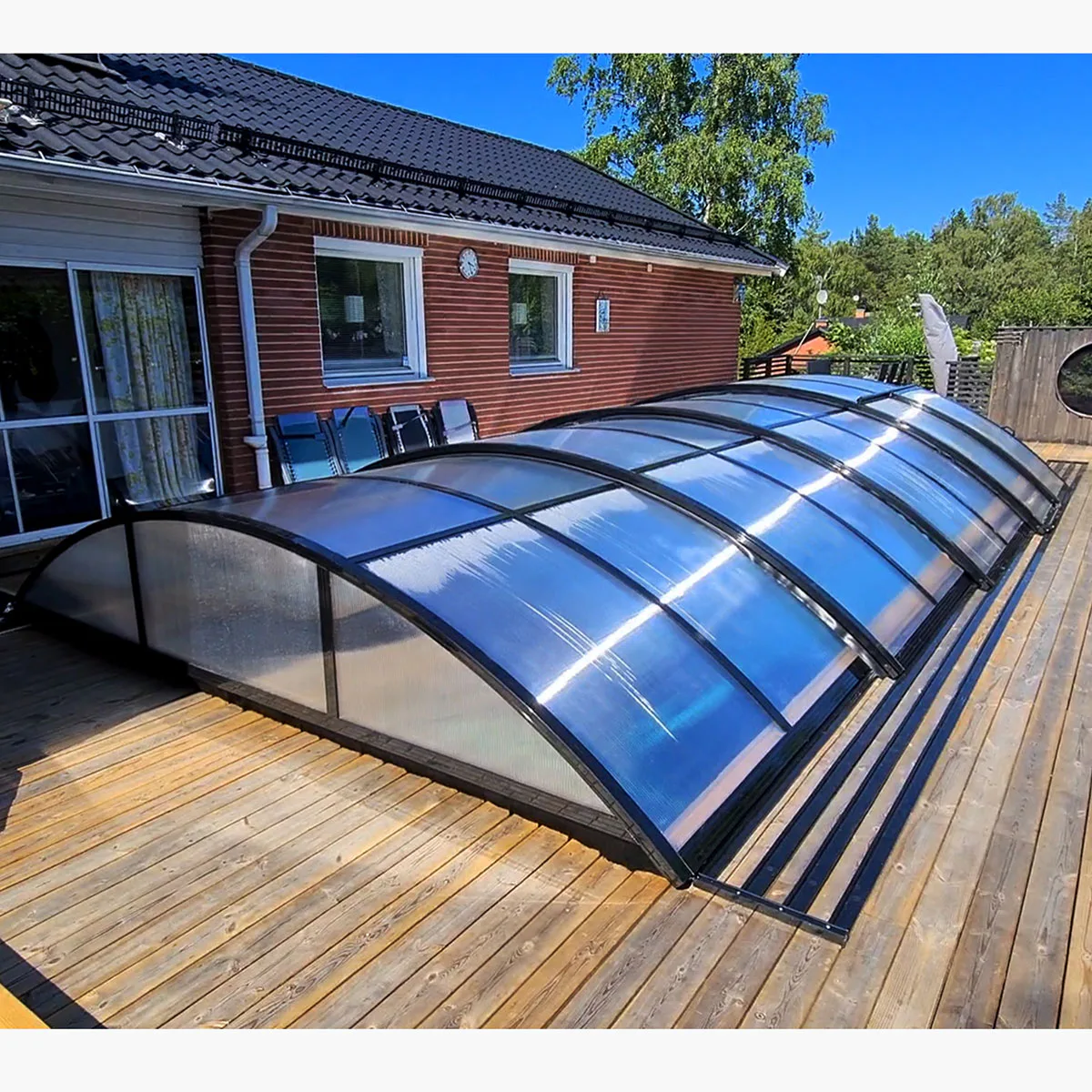 Pooltak 4x8m, Svart Färg Svart