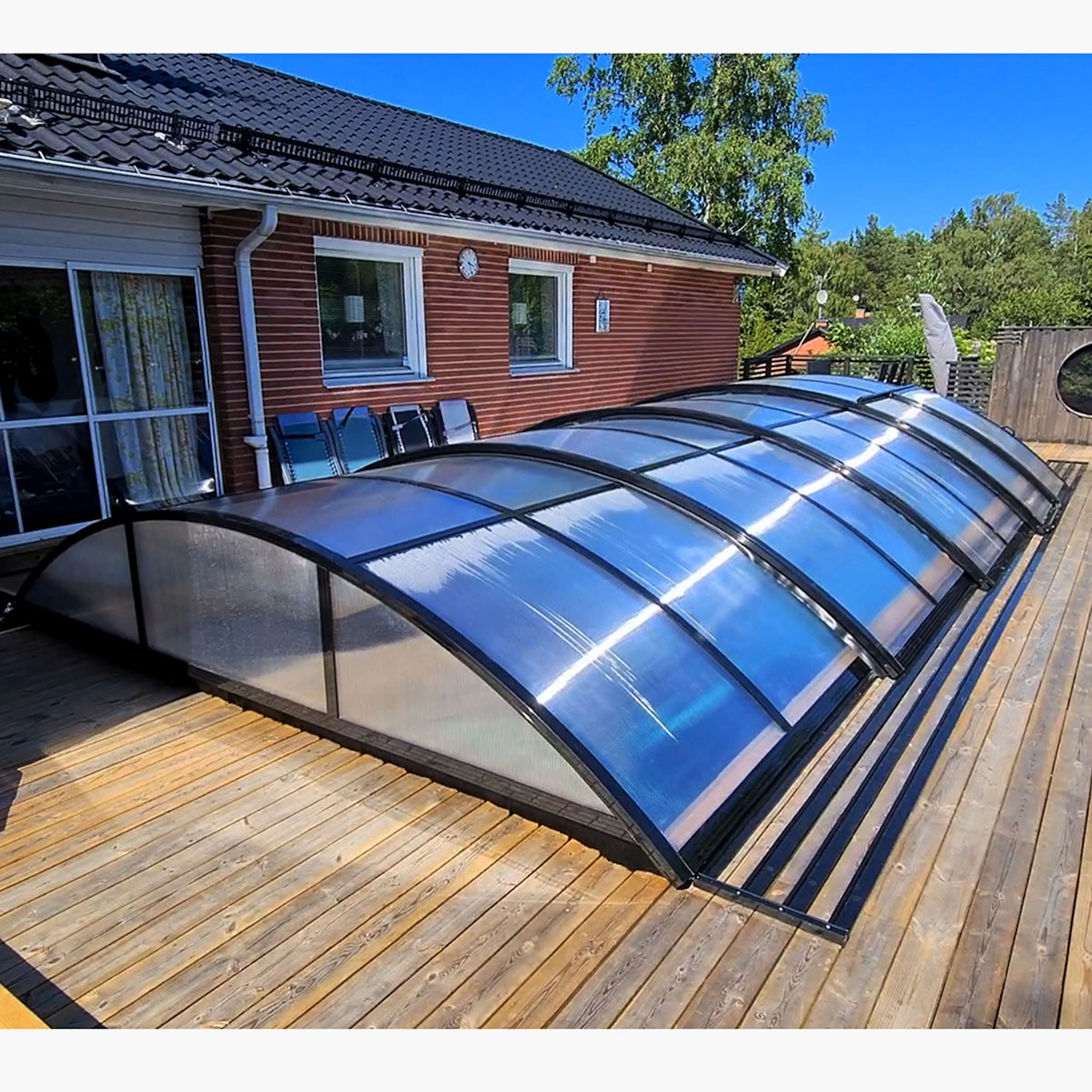 Pooltak 4x8m, Svart Färg Svart